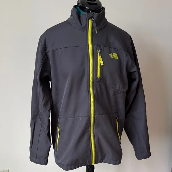 The North Face Gray Soft Shell Fleece Lined Full Zip Jacket Boys XL 18/20