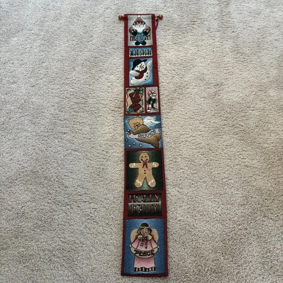 Vintage Christmas Wall Hanging Decor Santa Gingerbread Angel 42x5.5