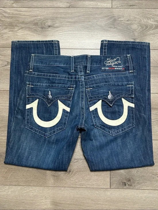 True Religion 29.5” Straight Blue Jeans Size 32