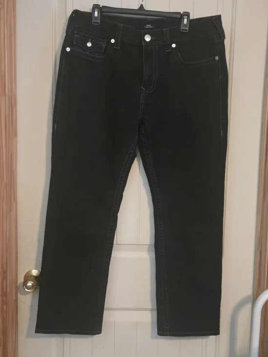 True Religion‎ Ricky Relaxed Straight Black Jeans Men's 36x30 #108288