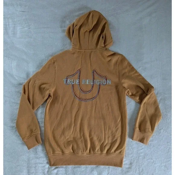 True‎ Religion Sweatshirt Zip Up Hoodie Men's Sz S Spell Out Horseshoe Logo