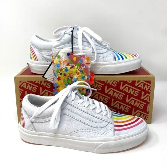 💖MEGA SALE💖VANS Old Skool Flour Shop Rainbow White Men s 9 11.5 VN0A4U3B2N7