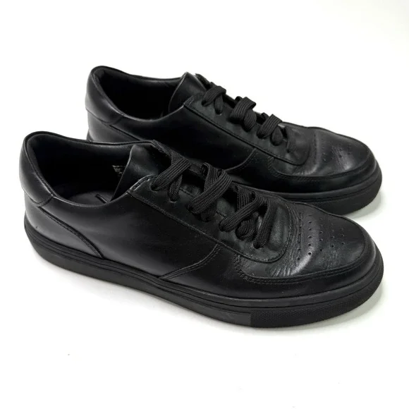 Thursday The Court‎ Mens 7 Everyday Shoes Jet Black Leather Sneakers Low Top