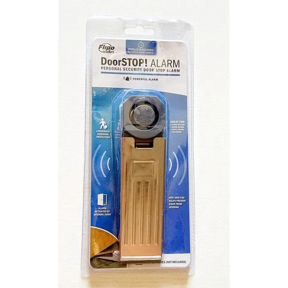 Flipo Door Stop Alarm Personal Security for Home, Office, Dorm, Hotel Room. New