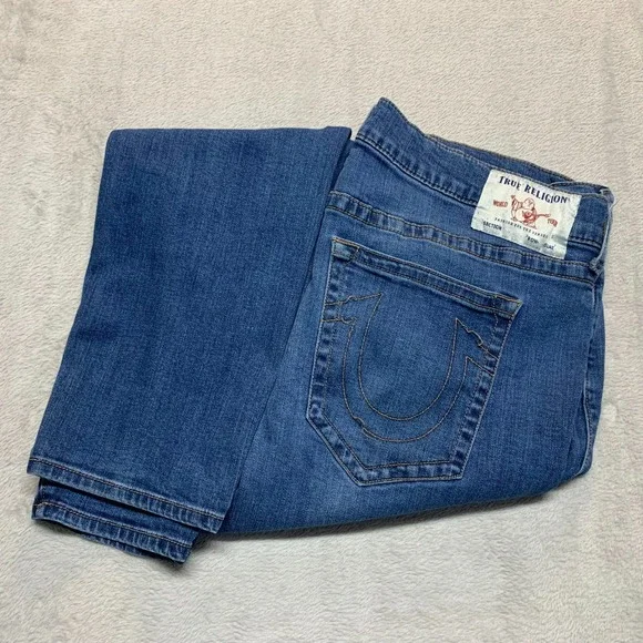 True Religion Rocco Relaxed Jeans Men's 41x33 Blue Denim‎ 5-Pockets