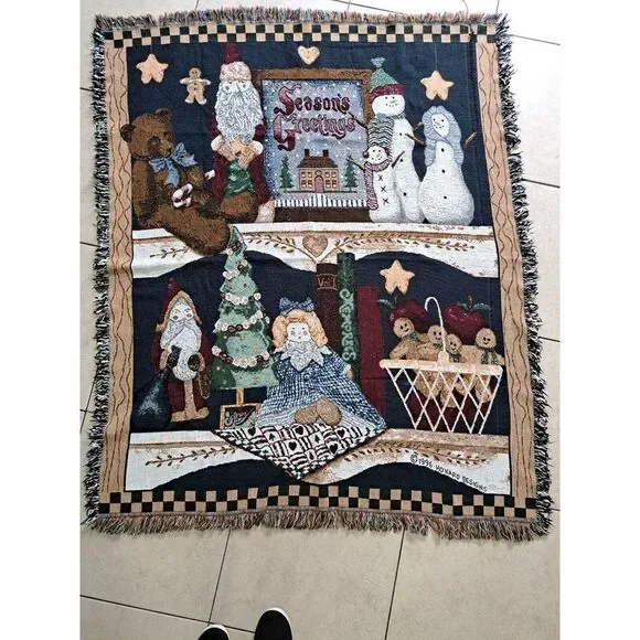 VINTAGE 1996‎ HOWARD DESIGNS SEASONS GREETINGS TAPESTRY WALL HANGING COUNTRY