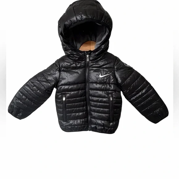 Nike Black Hooded Quilted Puffer Jacket‎