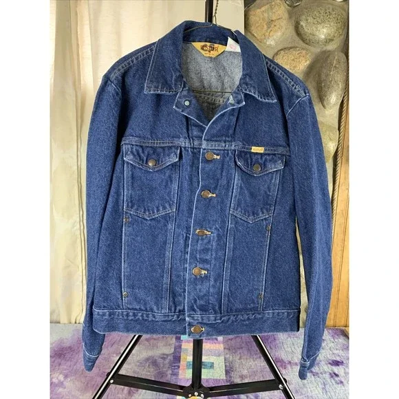 VTG Rustler Denim Jean Jacket Size Youth Kid’s Medium Button Down Made in USA