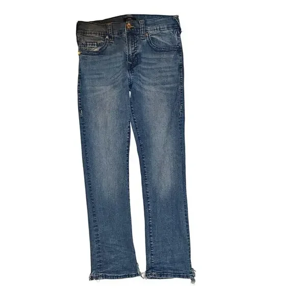 True Religion Ricky Straight Jeans Mens 33 Medium Wash Denim Classic Stitch