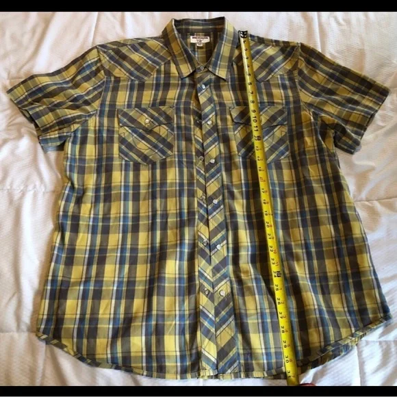 Vintage True Religion Multicolor Check Short Sleeve‎ Western Shirt Men size 2XL