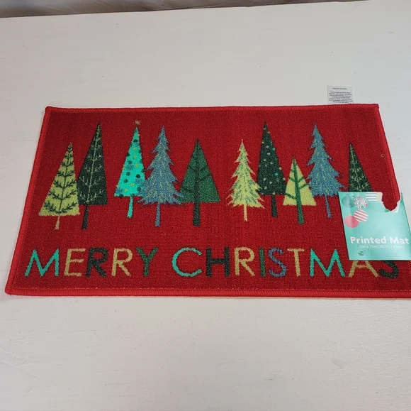 Festive Red Merry Christmas Mat