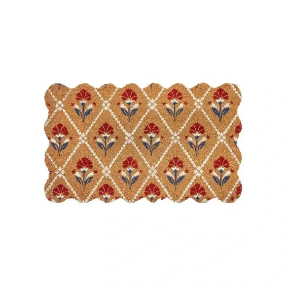 My Texas House Floral Scallop Coir Doormat Americana 30x18