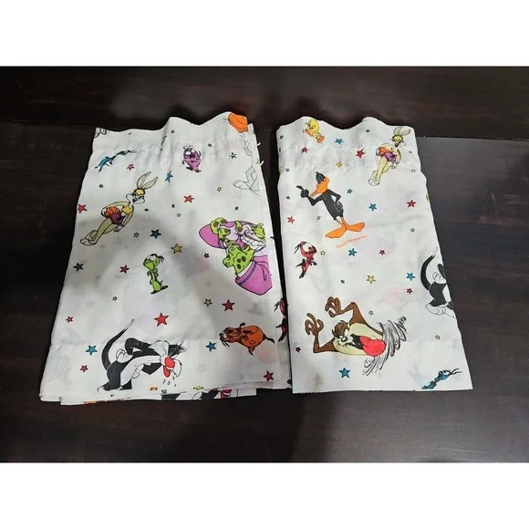 2 Vtg Space Jam 1996 Curtain Valance‎ Rod Pocket 80