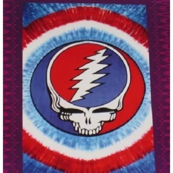 New RWB Mini Grateful Dead Steal Your Face Red White and Blue Tapestry Wall Art