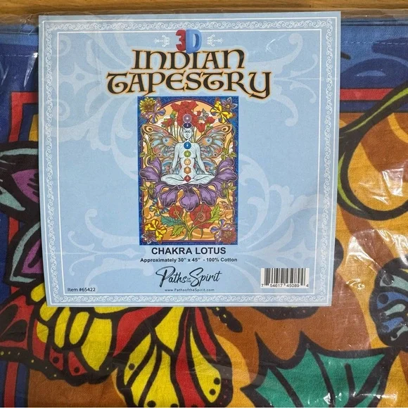 Paths of the Spirit 3D Indian Tapestry “Chakra Lotus” Boho Wall Hanging