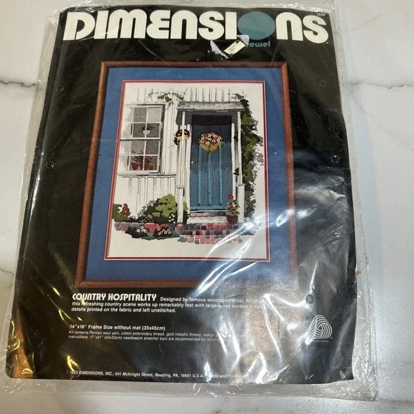 Dimensions Crewel Kit - COUNTRY HOSPITALITY‎ #1256 Made in 1983 14