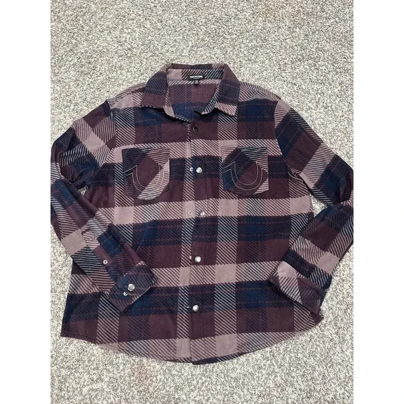 Men's True Religion Fleece Shacket Flannel‎ Sz XL (2047)