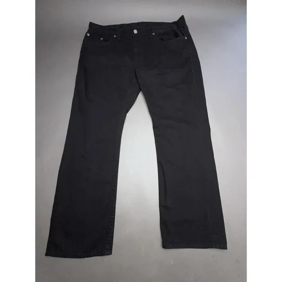 True Religion Mens Black Dark Wash Relaxed Straight Stretch Jeans 5-Pocket 38x30
