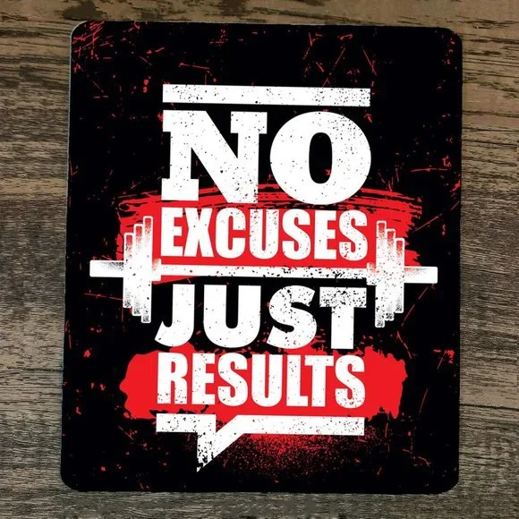 Mouse Pad No Excuses Just Results Exercise Motivation‎