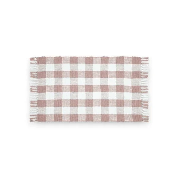 My Texas House Pink Gingham Fringe‎ Layering Rug, 24x38, Spring 2026