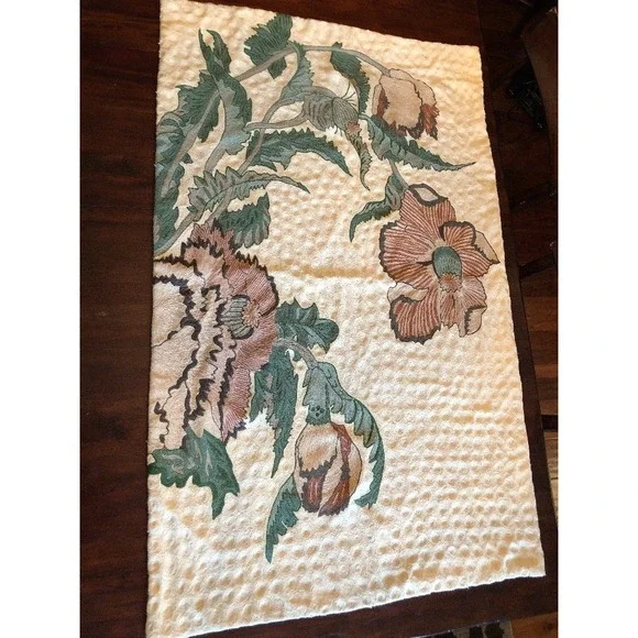Embroidered Wall Hanging Art Modern Floral Boho Decor Andraab Textiles‎ Lg Wool