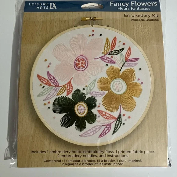 Leisure Arts Fancy Flowers Embroidery Kit