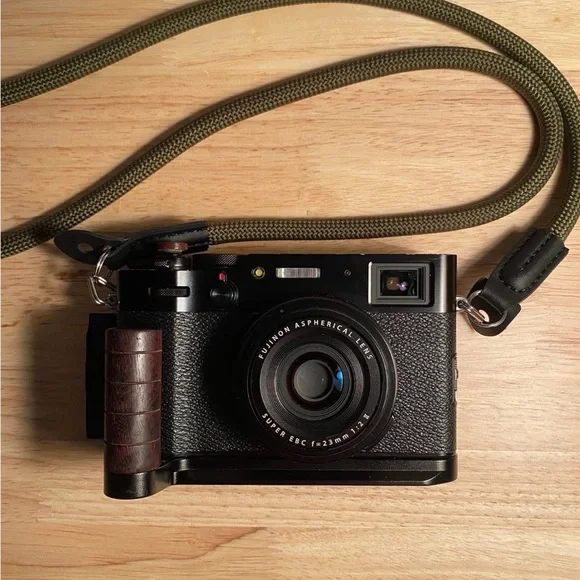 Fujifilm Black Camera with Olive Strap