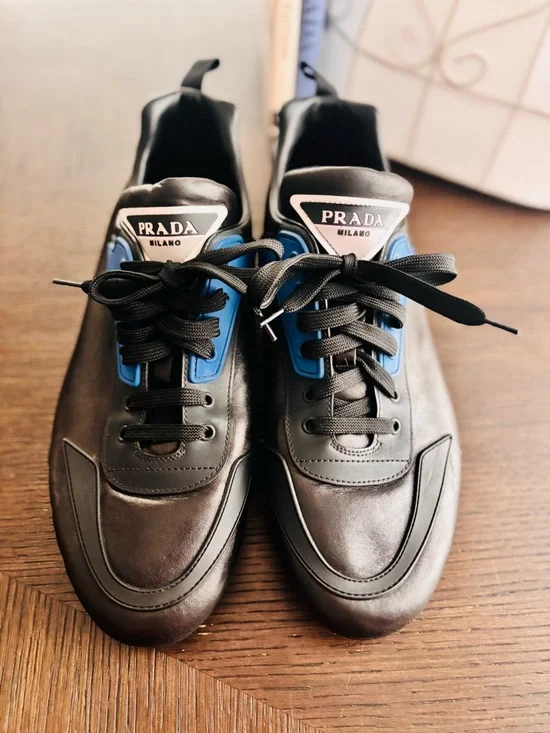 Prada Milano 2EG252 Black Leather Sneakers Approx Men’s 11