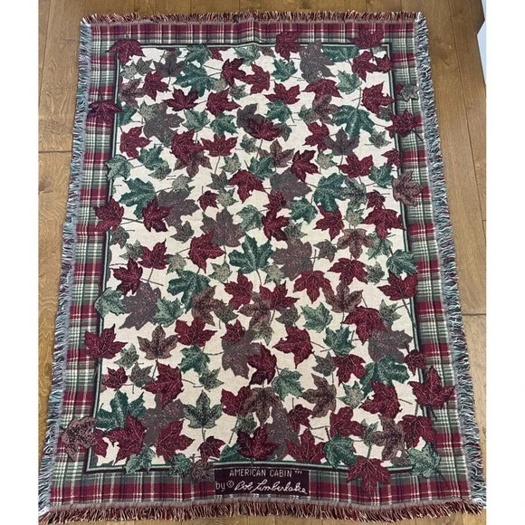 Vintage Bob Timberlake Tapestry Throw Blanket American Cabin Floral 66
