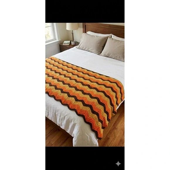 VTG Large Colorful Crocheted Afghan Blanket Throw 43x42 Grannycore Handwoven