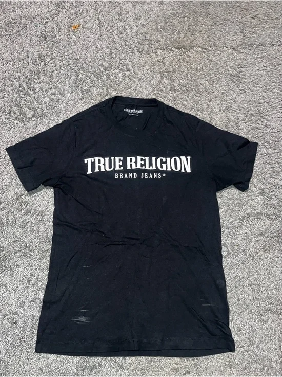 True Religion Black Tee with White Logo
