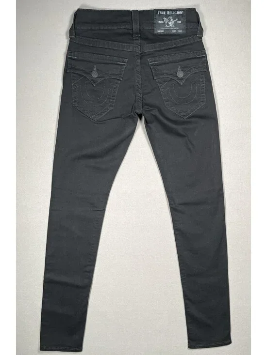 True Religion Rocco Relaxed Skinny Flap Pocket Black Jeans - Men Size 27 X 33
