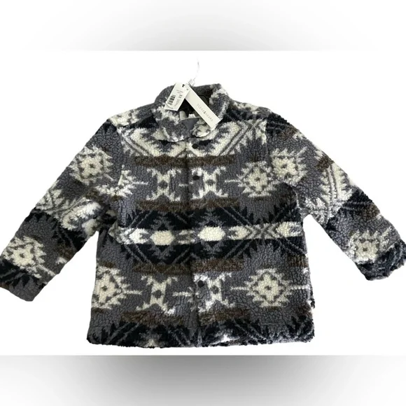 NWT Scene&Heard Boys‎ 4/5 Long Sleeve Printed Sherpa Shacket