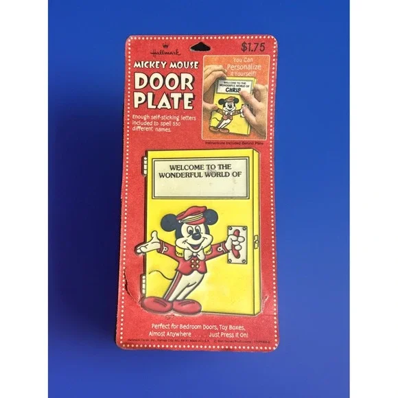 Hallmark Mickey Mouse Door‎ Welcome Plate Personalized Name Decor Vintage Retro