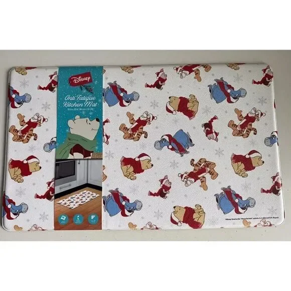 Disney Winnie The Pooh & Friends Anti Fatigue Kitchen Mat Rug 18”x30”‎ Christmas