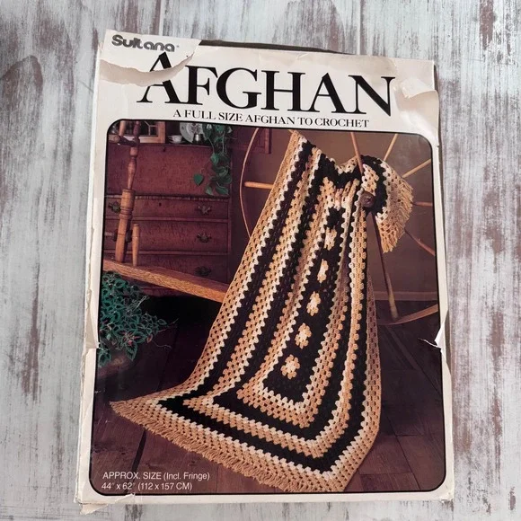 Vintage Sultana Afghan‎ Kit 37003 Country Granny Style Browns Color Scheme