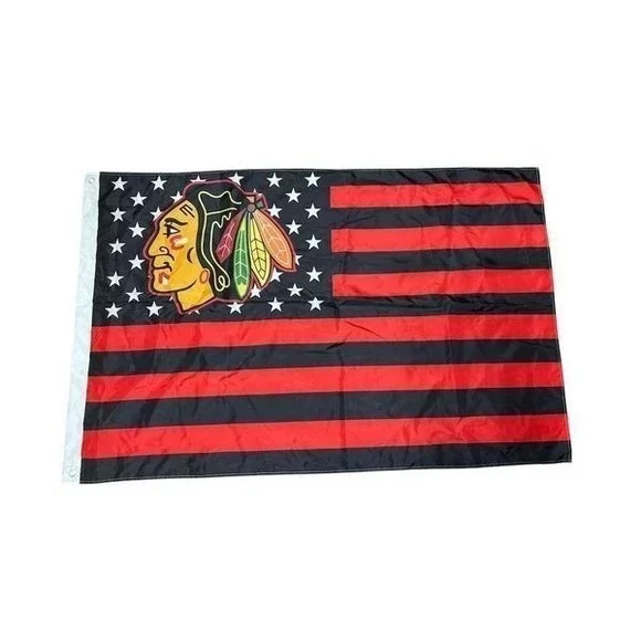 Chicago Blackhawks Patriotic Americana 3x5 Flag‎ NHL Hockey Banner