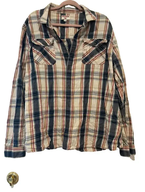 Vintage Men's sz 3XL True Religion plaid cotton button down collared shirt EE