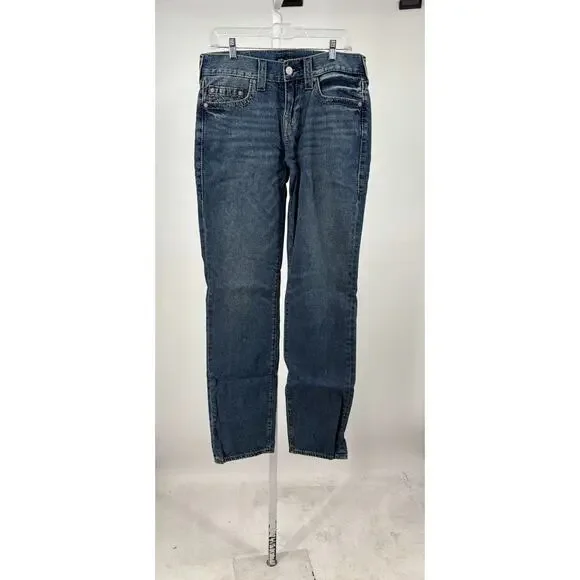True Religion Geno Relaxed Slim Jeans Mens 30 Straight Dark Wash Denim Classic