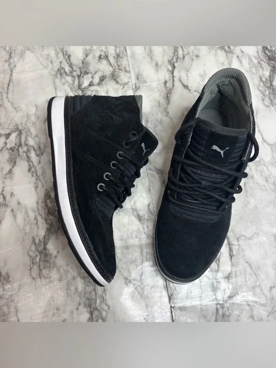 Puma Black Suede Low-Top Sneakers with White Midsole