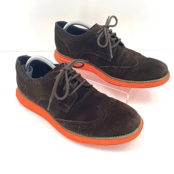 Cole Haan Men’s Lunar‎ Grand Wingtip Oxford Sneakers Sz. 7.5 M Brown Suede