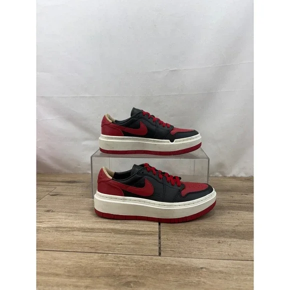 Air Jordan 1 Elevate Low Platform Sneakers Red Black Leather Shoes Size