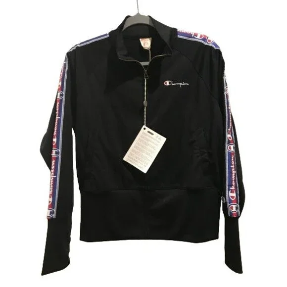 Youth Large Champion Track Jacket Black Zip up w/ Pockets