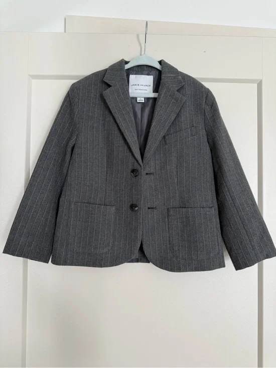 Janie and Jack Boys' Gray Pinstripe wool Blazer Jacket