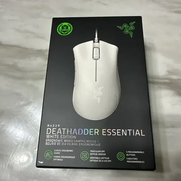 Razer DeathAdder Essential Wired Optical Gaming Mouse White (RZ01-03850200-R3U1)