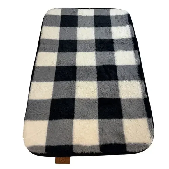 Dearfoams Buffalo Plaid Memory Foam Bath Rug 18x27‎ Black White Farmhouse