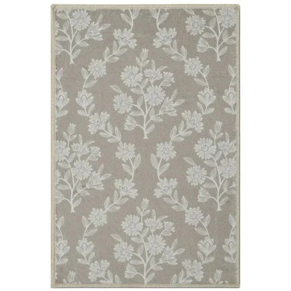 My‎ Texas House Taupe Flower Damask Washable Indoor Area Rug 2x3