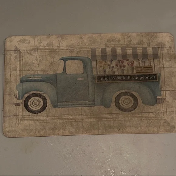 Vintage Blue Truck anti-fatigue doormat or kitchen mat.