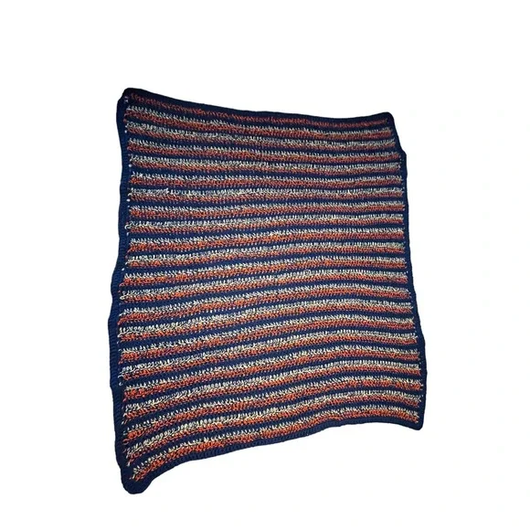 Handmade Crocheted University of Florida Blue Orange White Afghan Throw 51