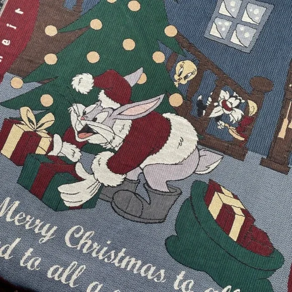 Looney Tunes Bugs Bunny Christmas Tapestry Throw Blanket Merry Christmas 48